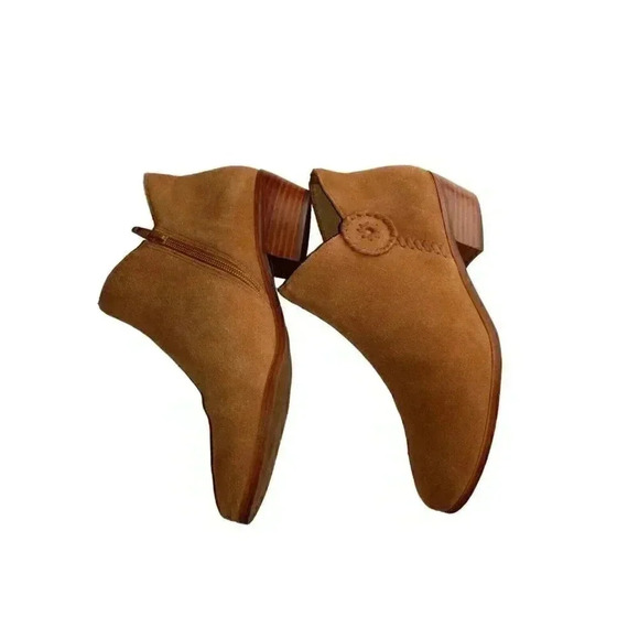 Jack Rogers Boots Peyton Womens Size 9 Brown Suede Side Zip Ankle Booties - Picture 3 of 8